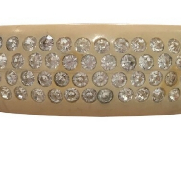 Cream celluloid rhinestone bracelet from the 1930s era - Picture 4 of 6